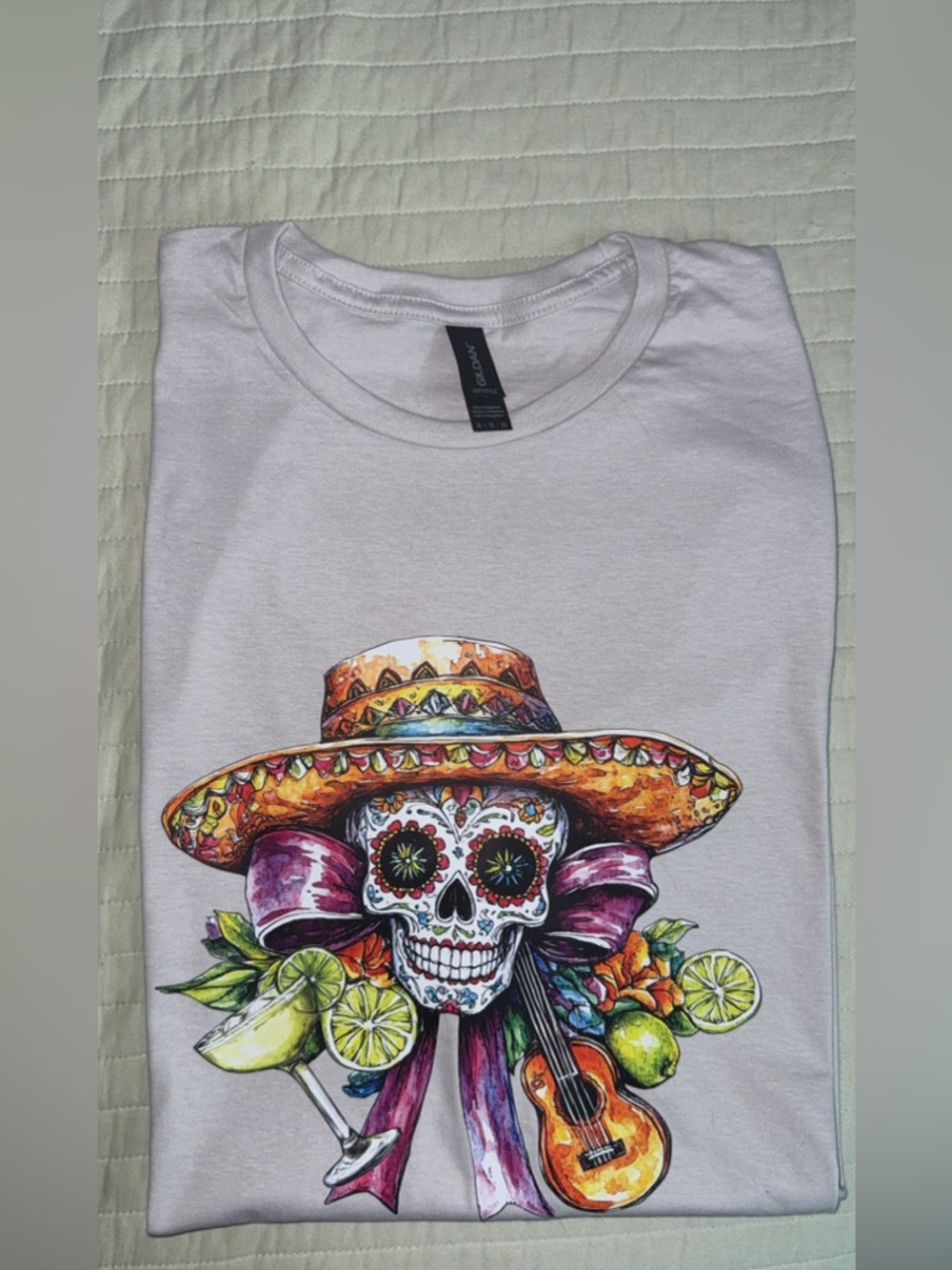 Fiesta Skull Graphic Tee – Colorful Sombrero & Margarita Shirt